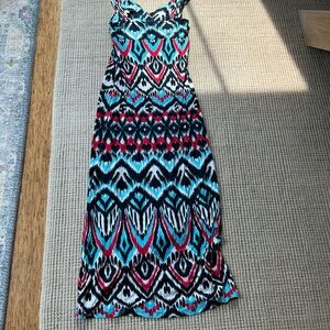 INC International Concepts Red and Blue Patterned Maxi Dress